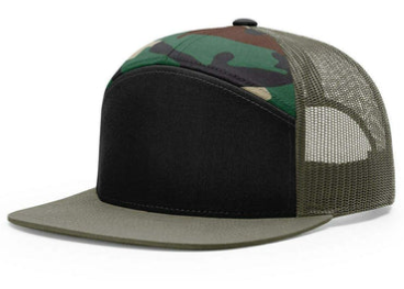 7‑Panel Flat‑Bill Trucker Hats with Engraved Patches for Modern, Brand‑Forward Merch