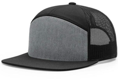 7‑Panel Flat‑Bill Trucker Hats with Engraved Patches for Modern, Brand‑Forward Merch