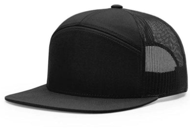 7‑Panel Flat‑Bill Trucker Hats with Engraved Patches for Modern, Brand‑Forward Merch