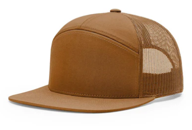 7‑Panel Flat‑Bill Trucker Hats with Engraved Patches for Modern, Brand‑Forward Merch
