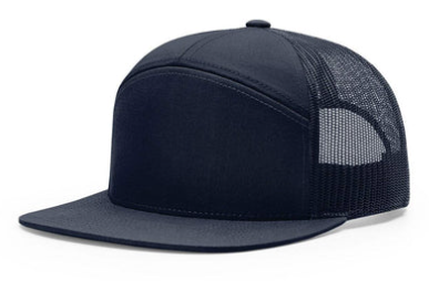 7‑Panel Flat‑Bill Trucker Hats with Engraved Patches for Modern, Brand‑Forward Merch