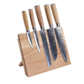 6‑Piece Kitchen Knife Set with Magnetic Rubberwood Block – Personalized Engraving Gift Set
