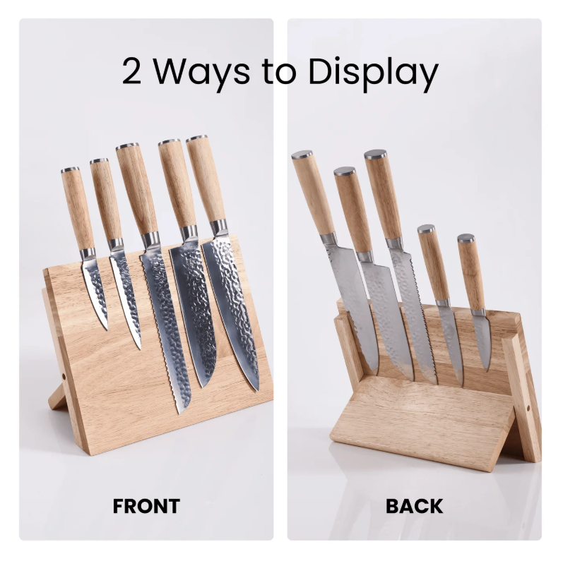 6‑Piece Kitchen Knife Set with Magnetic Rubberwood Block – Personalized Engraving Gift Set