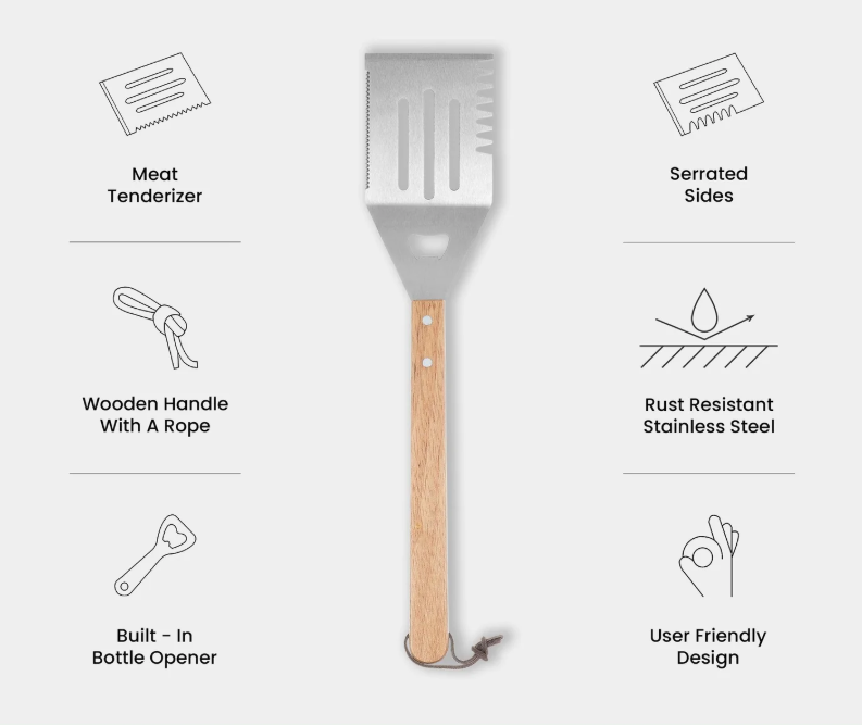 BBQ Grill Spatula – Personalized Wood‑Handled Grill Tool