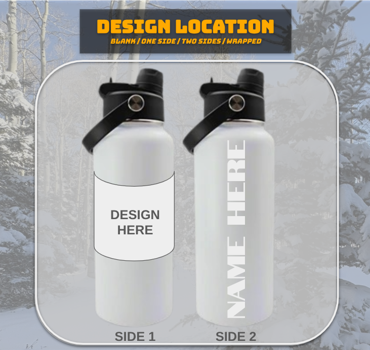 Laser Engraved Water Bottle | Personalized, 32oz, Powder-coated & Stainless Steel