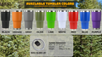 Personalized Laser Engraved 30oz Tumblers, Powder-coated & Stainless Steel