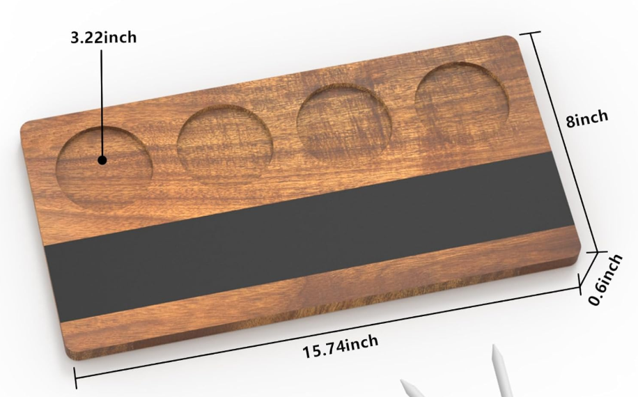 Wood & Slate Beer Flight Board — Custom Laser‑Engraved