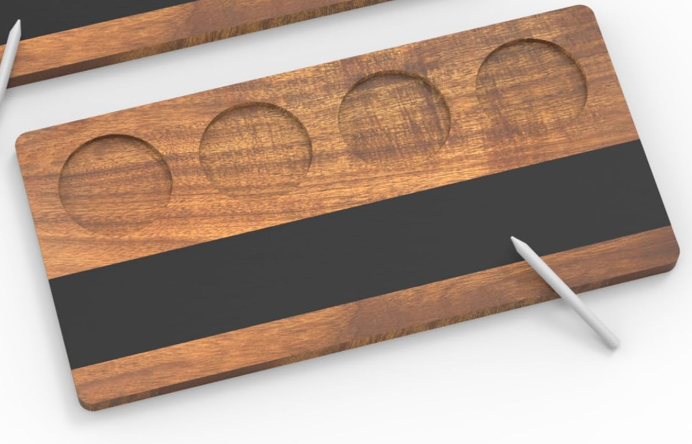 Wood & Slate Beer Flight Board — Custom Laser‑Engraved