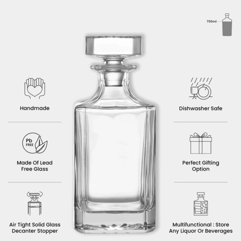 4‑Glass Whiskey Decanter Set – Personalized 750mL Decanter + Rocks Glasses